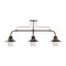 RAM Game Room Traditional Style 60" Edison 3-Light Billiard Pendant Light